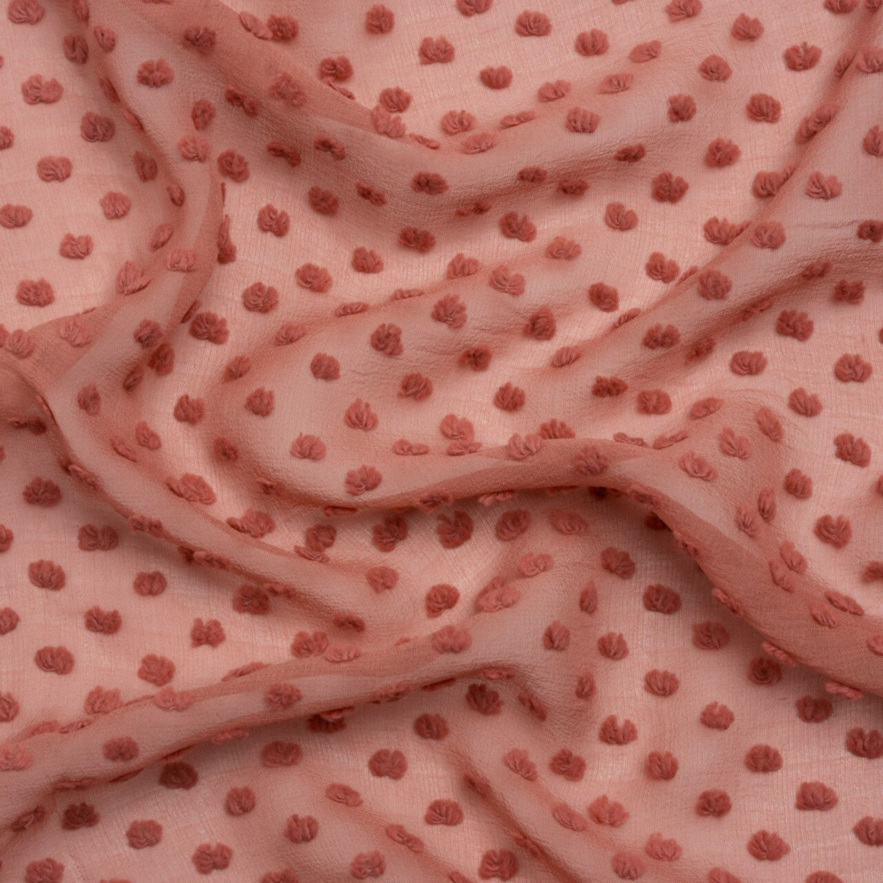 1 Yard Rose Pink Silk Swiss Dot Georgette Fabric Lightweight Polka Dots 51 Inch Width
